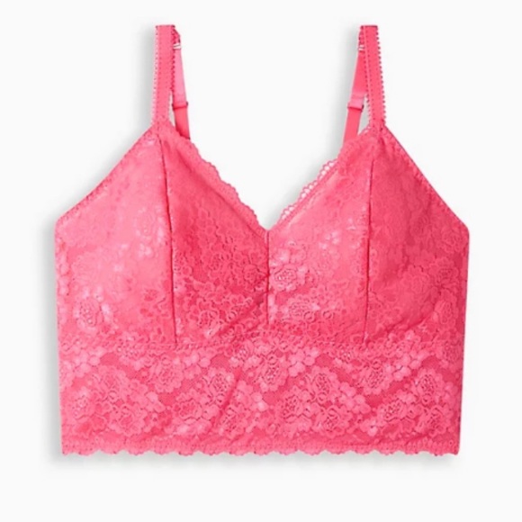🆕 Pink Unlined Lace Crop Bralette 2 2X 18 20 NWT Torrid New! - Picture 4 of 5